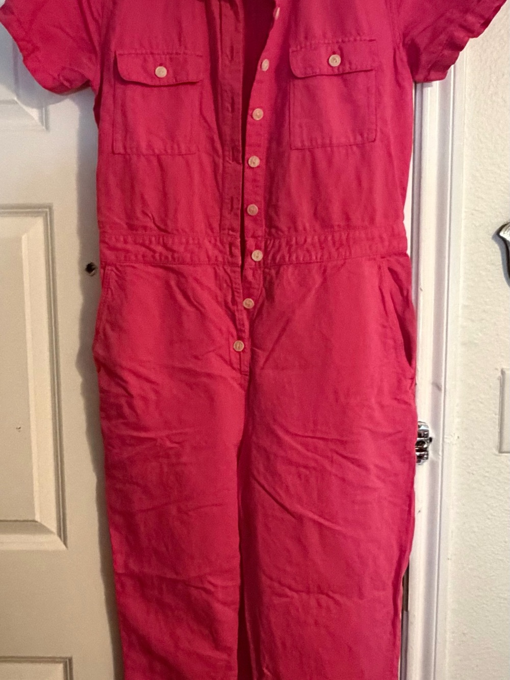 Outerknown S.E.A. Jumpsuit in Pink Organic Cotton Linen Blend
